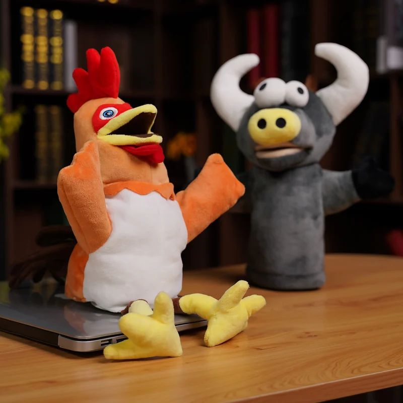 30 cm Kawaii Animale Unicorno Pinguino Gallo Mucca Peluche Burattino a mano Simulazione Storytelling Farcito Morbida mano Dito Storia Burattino