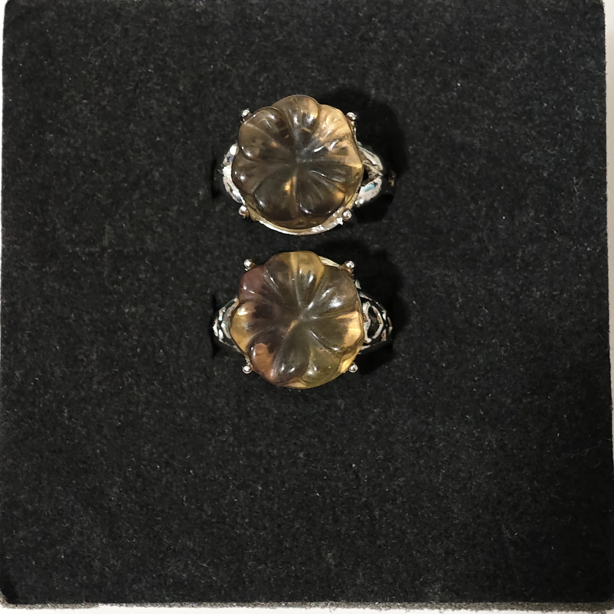 Flower Natural fluorite Ring Adjustable Female Simple Ring Jewelry for Women Gift Wholesale High Quality Vintage Fine