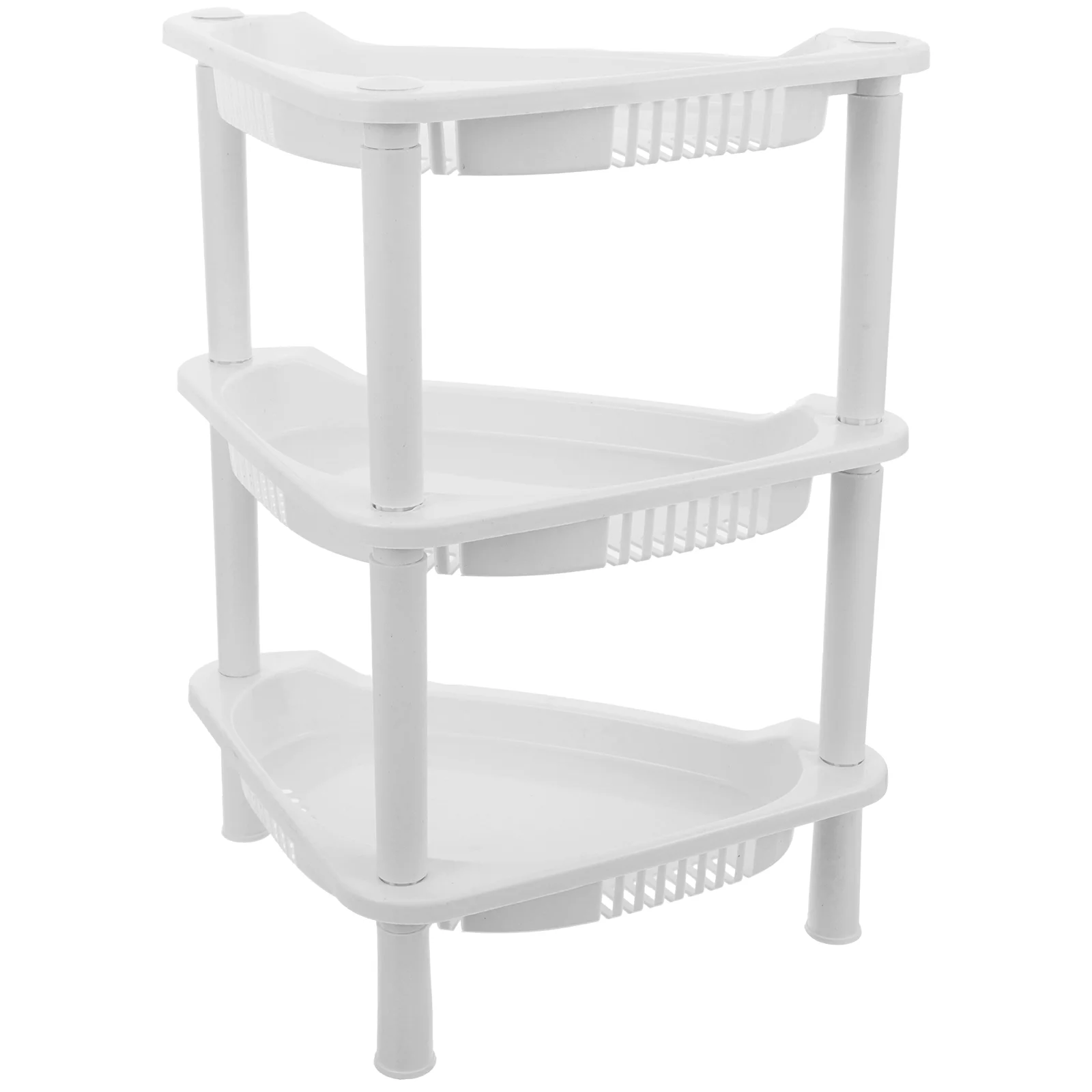 

3 Layer Plastic Small Storage Shelves Plastic Basket Corner Shelf Organizer Desk Stand Rack Bathroom Shelves for Home Household