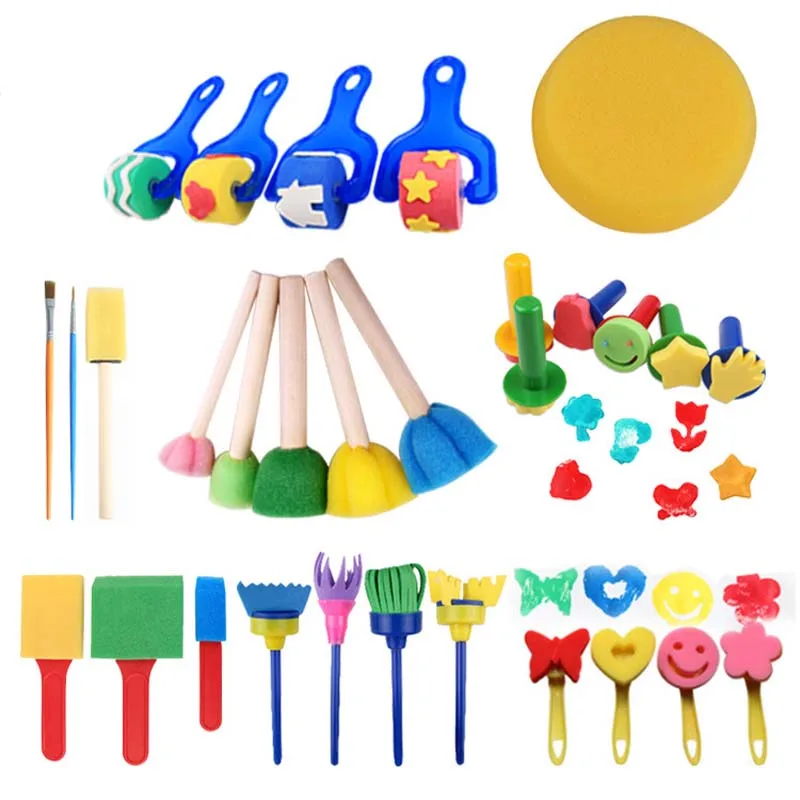 

New 30pcs Children Sponge Paint Brushes Drawing Tools for Children Early Painting Arts Crafts DIY