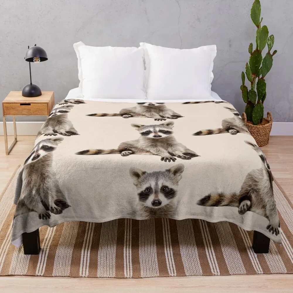 

A Little Raccoon Sits Funny And Looks At You Throw Blanket Warm Throw Blanket Gift for Anniversary