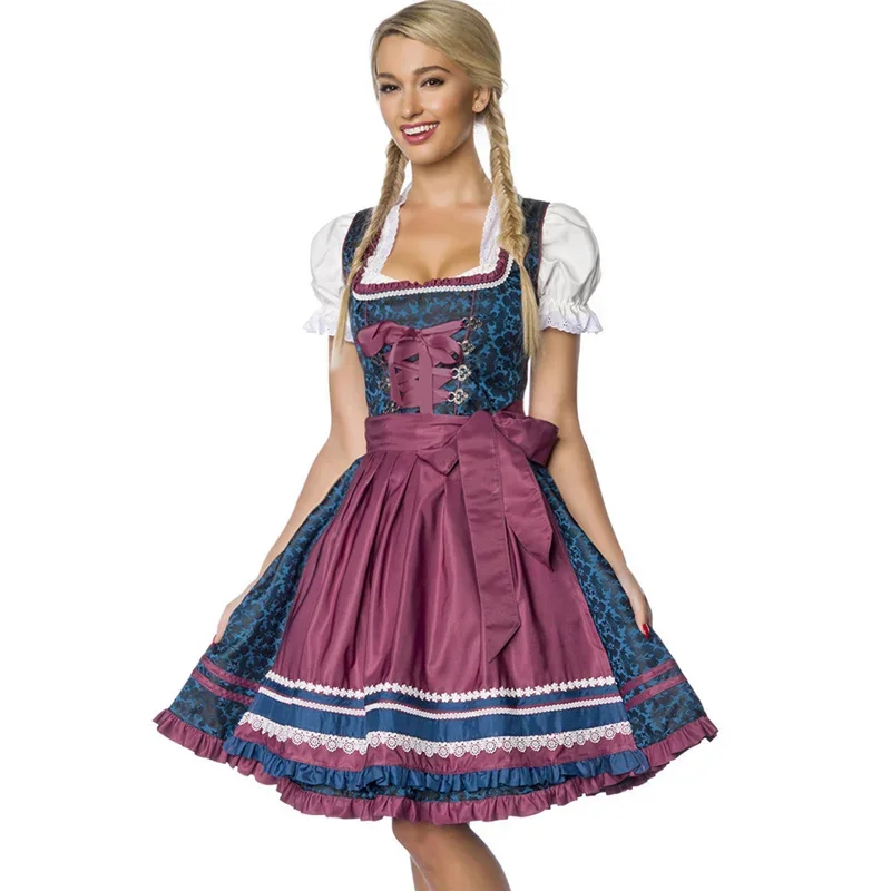 Disfraz de sirvienta tradicional bávaro de alta calidad, vestido de dama de alta calidad, Oktoberfest, vestido de camarera Dirndl, ropa de Festival de música femenina