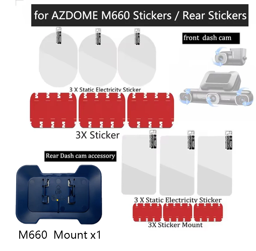 for AZDOME M660 Mount Stickers for AZDOME Rear camera Static Stickers