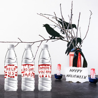 24pcs Mineral Water Bottle Stickers Halloween Decoration Prop Blood Handprint Label Festive Supplies Horror Themed Party Sticker