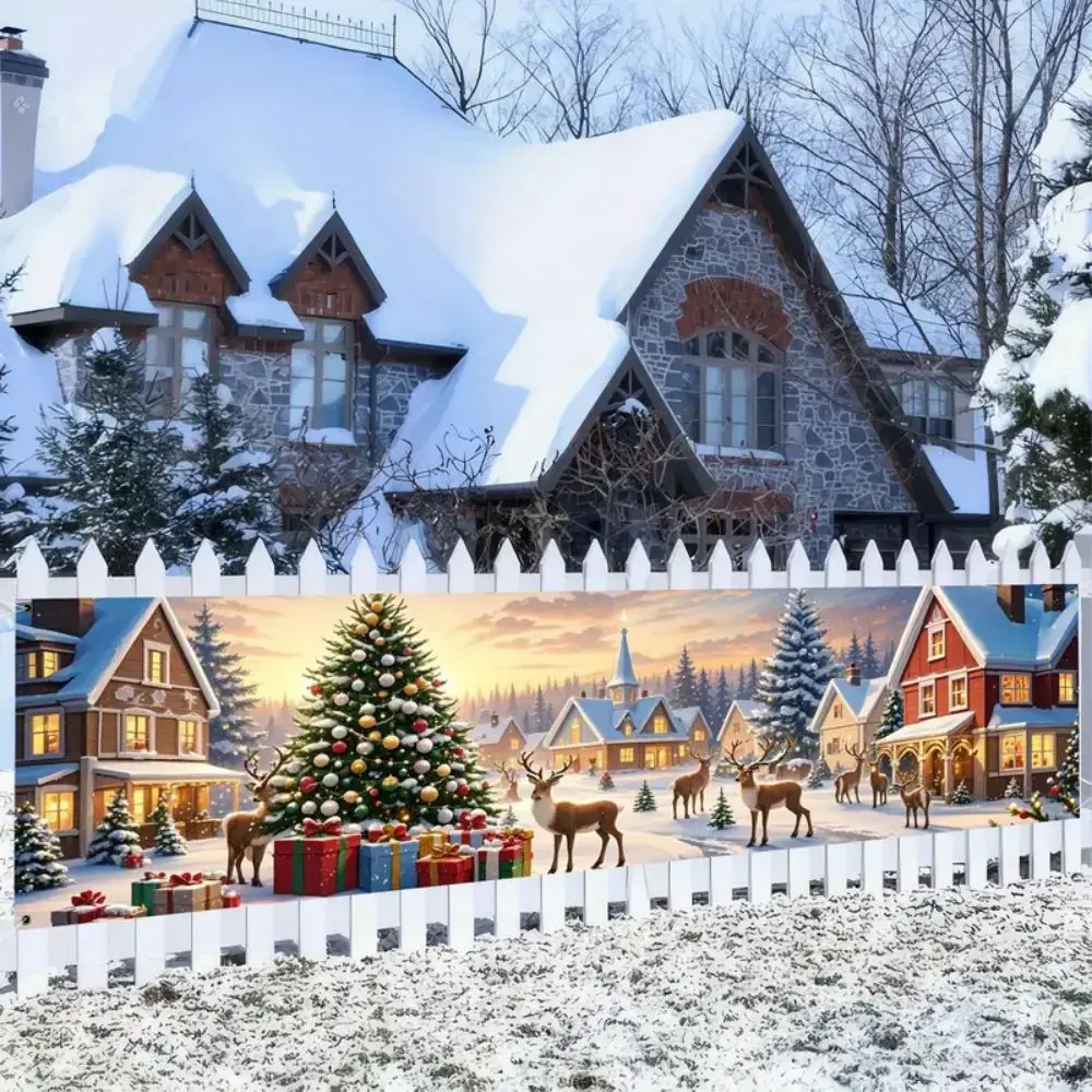 VIKAMA Weihnachten Neujahr Banner Weihnachtsbaum Rentier Outdoor Garten Hängender Hintergrund Stoff Festival Party Dekoration