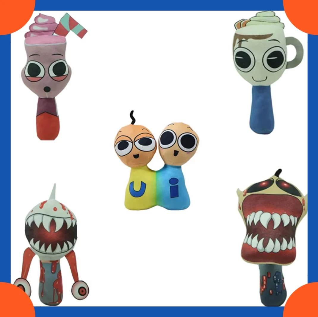 

Новая оранжевая семейная коробка, клубничное мороженое, ритм-коробка, игровая периферийная плюшевая игрушка, плюшевая кукла Sprunki, детская подушка, подарок на день рождения