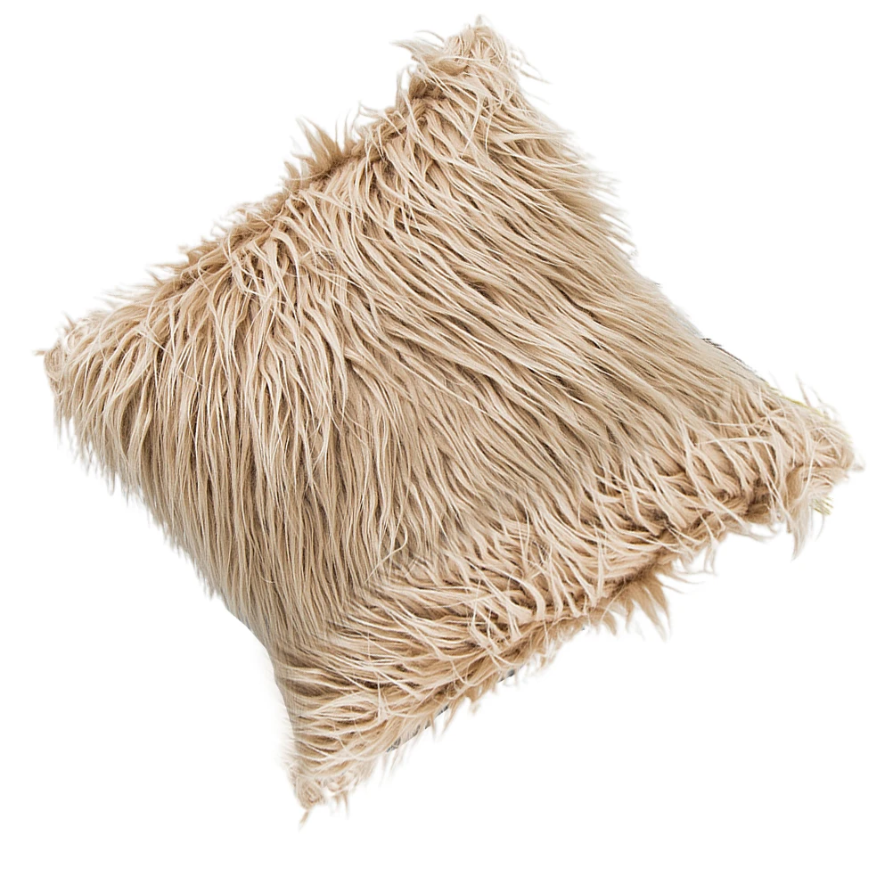 

1pc 45X45Cm Wool Cushion Cover Throw Pillowcase Decorative Home Cushion Covers Winter Warmth Beige Without Pillow Core