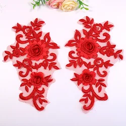 1Pair Three-dimensional Embroidery Lace Hollow Flower Piece Handmade DIY Mesh Flower Piece Embroidery Lace Fabricfor for Clothes