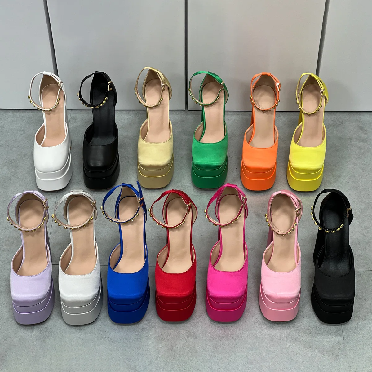 Round Toe Beige High Heels 2024 Basketball Platform Women\'s Shoes With Straps Sexy Pump 12cm Latest Buckle Casual Square Crossdr