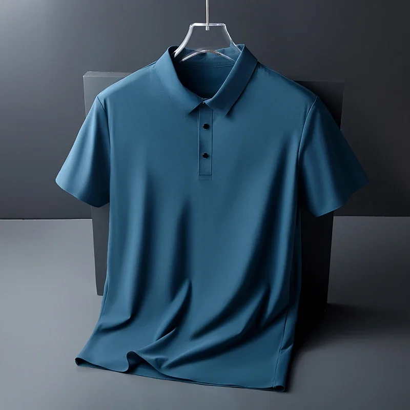 10 Color Men\'s Thin Polo Shirt Summer New Ice Silk Popular Business Casual Breathable Lapel Polo Shirt for Man Brand Clothing