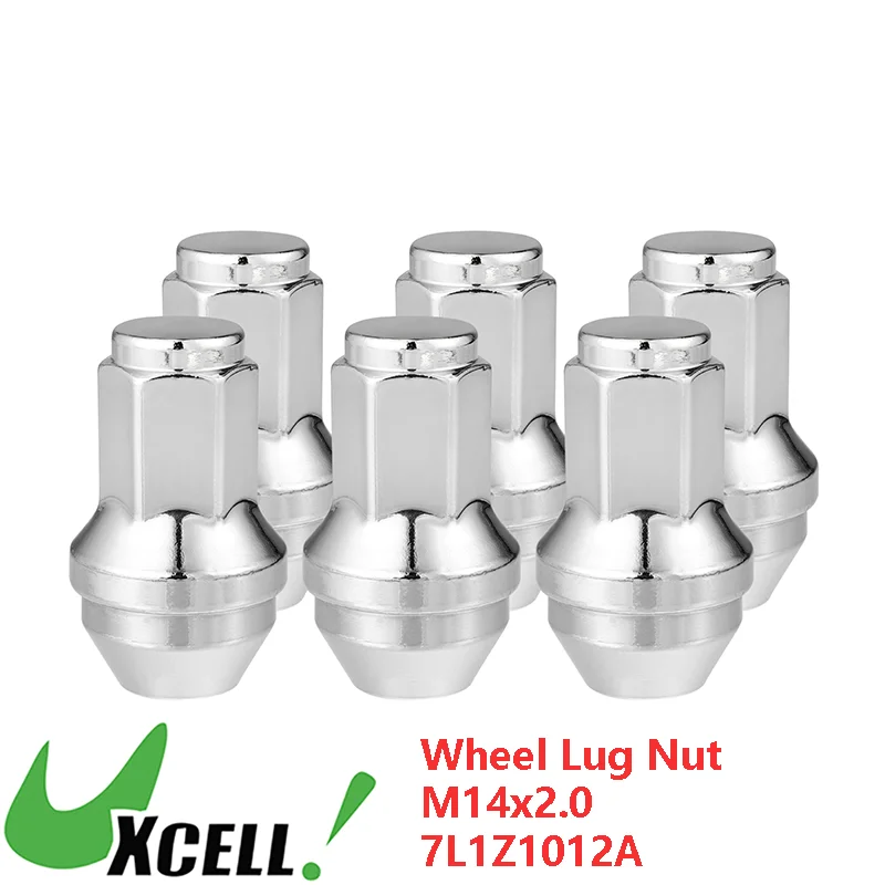 UXCELL 6 Pcs Auto Wheel Lug Nuts Durable Chorme Plated M14x2.0 Carbon Steel Tire Lugnuts 7L1Z1012A for Ford Expedition 2000-2014