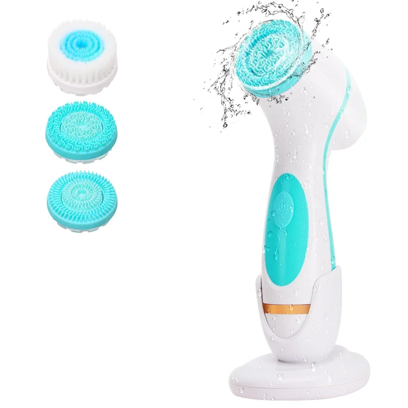 

AAAN-устройство для очищения лица, водонепроницаемый скруббер для лица с двойным вращением, отшелушивающий аппарат с 3 насадками-щеткой, для очищения ухода за кожей