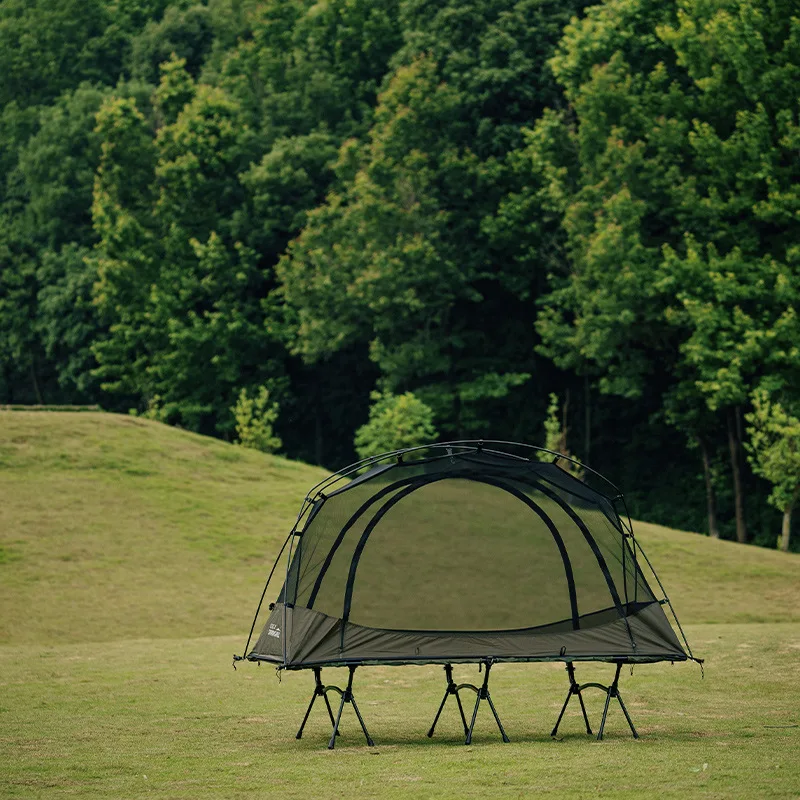 Outdoor folding bed Aluminum alloy Portable assembly Removable storage Removable stacking single bed Camping camp bed