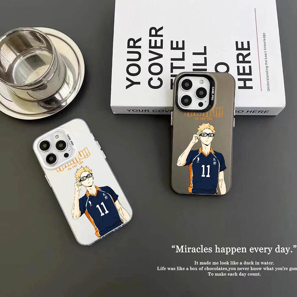 Kei Tsukishima Haikyuu Anime Phone Case IMD Color Silver Shell For IPhone 16 15 14 13 12 Pro Max Plus