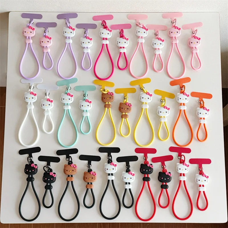 Niedlicher Cartoon Hello Kitty Handy-Handschlaufe aus Silikon, Anti-Verlust-Lanyard, Taschenanhänger für iPhone, Samsung und alle Handys – Detail 1