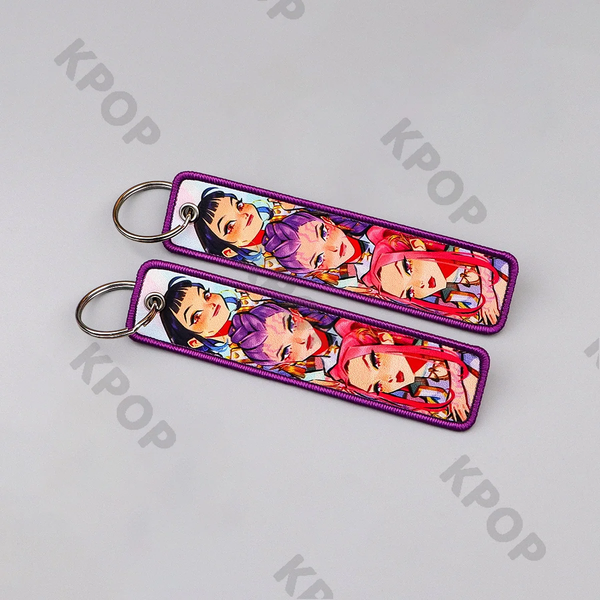 ​ K-POP Hunters X Schlüsselanhänger aus gewebtem Stoff, individuell bestickt, Aufnäher, Taschenanhänger, Dekor, Anime-Ware, weiches Material, Schlüsselanhänger ​ ﻿