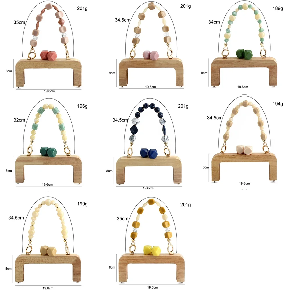 2/5/10PCS Candy Color Wooden Bag Handle Clutch Purse Frame With Macaroon Resin Chain For DIY Bags Crossbody Handbag Accessories
