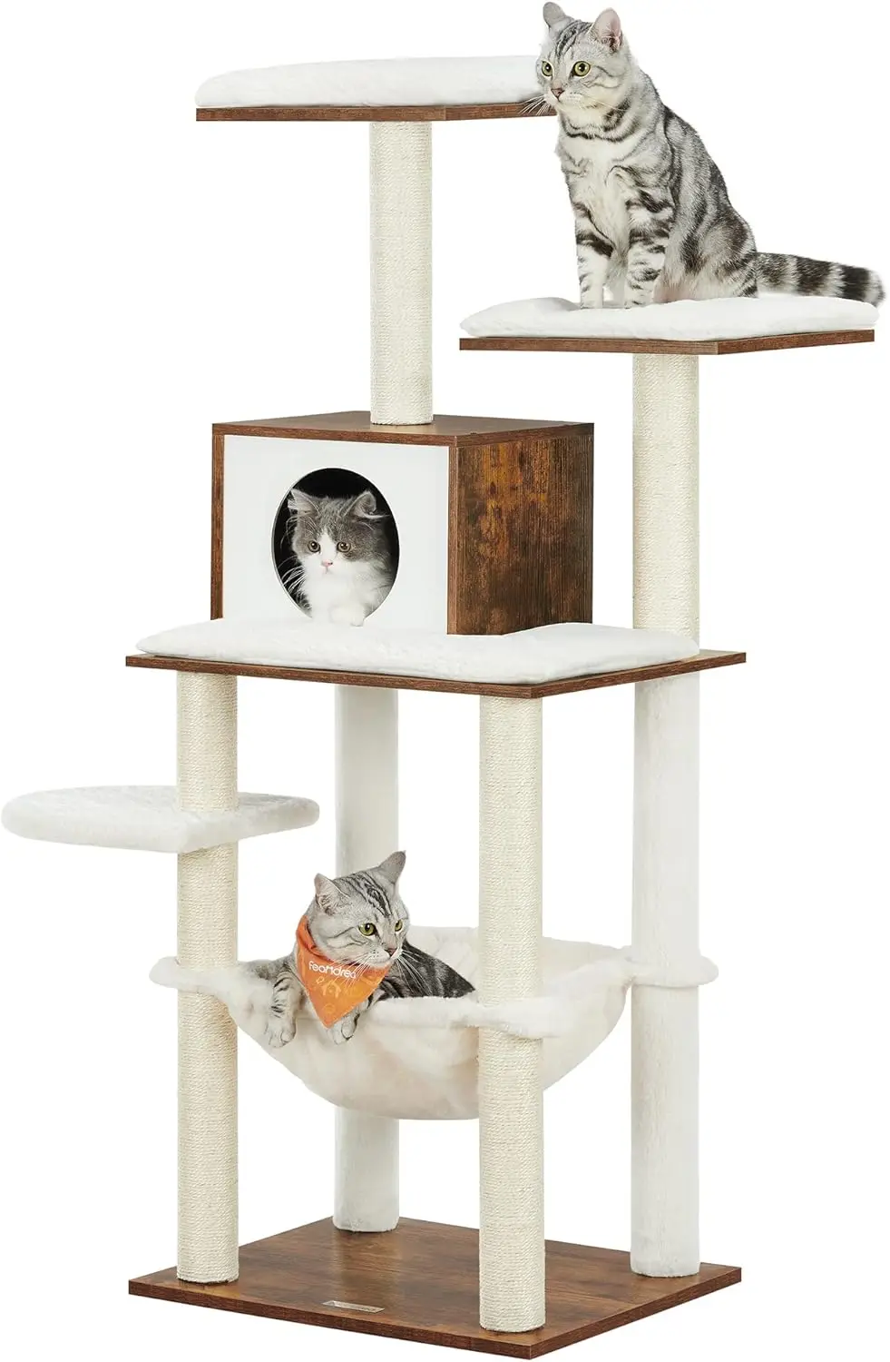 

Cat Tree, 54.3-Inch Modern Cat Tower for Indoor Cats, Multi-Level Cat Condo, Ultra-Soft Plush, Scratching Posts