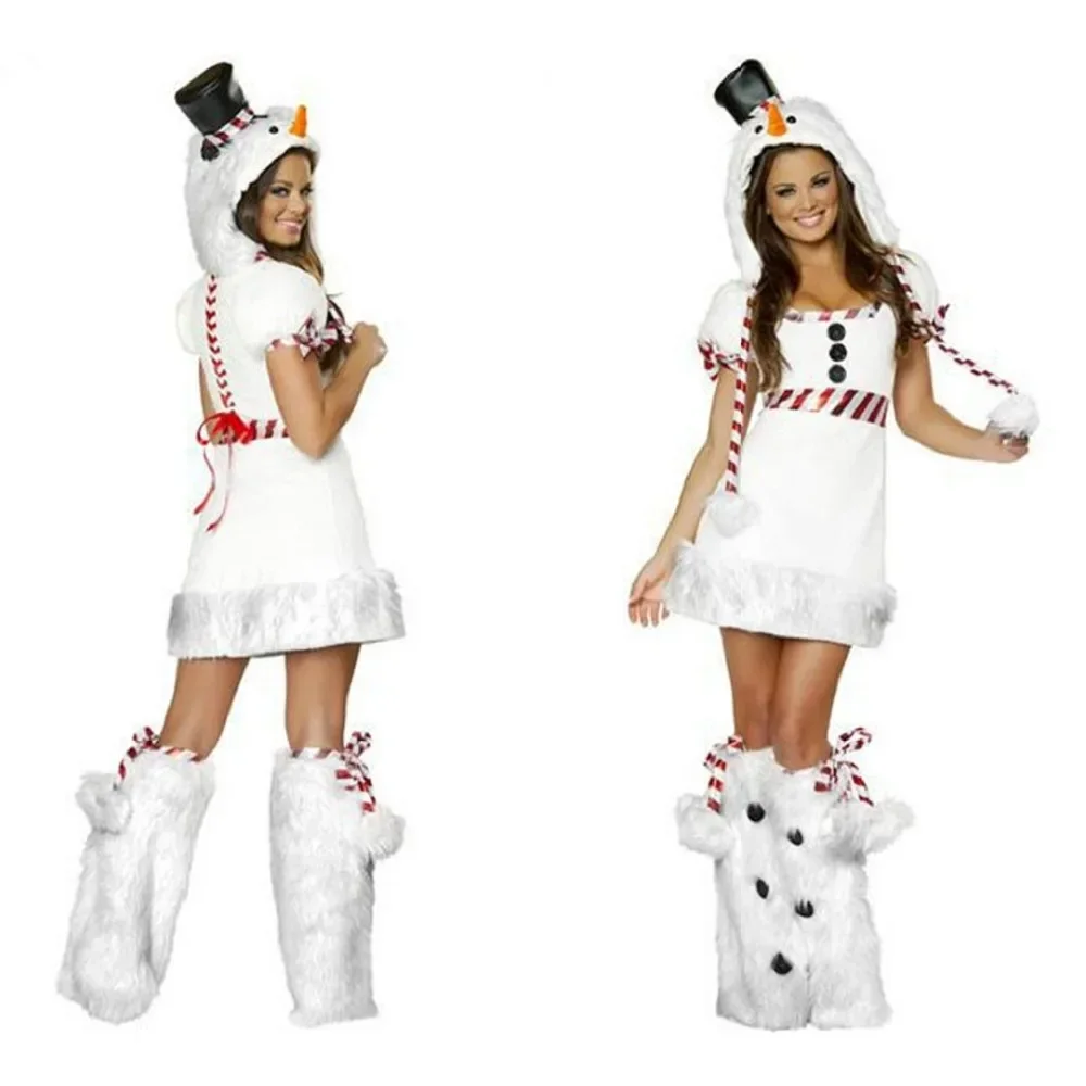 Costume de Noël Cosplay complet pour adultes, robe de paupières de bonhomme de neige, tenue de pénis blanche-neige sexy, fête de Noël, ensemble complet, Miss