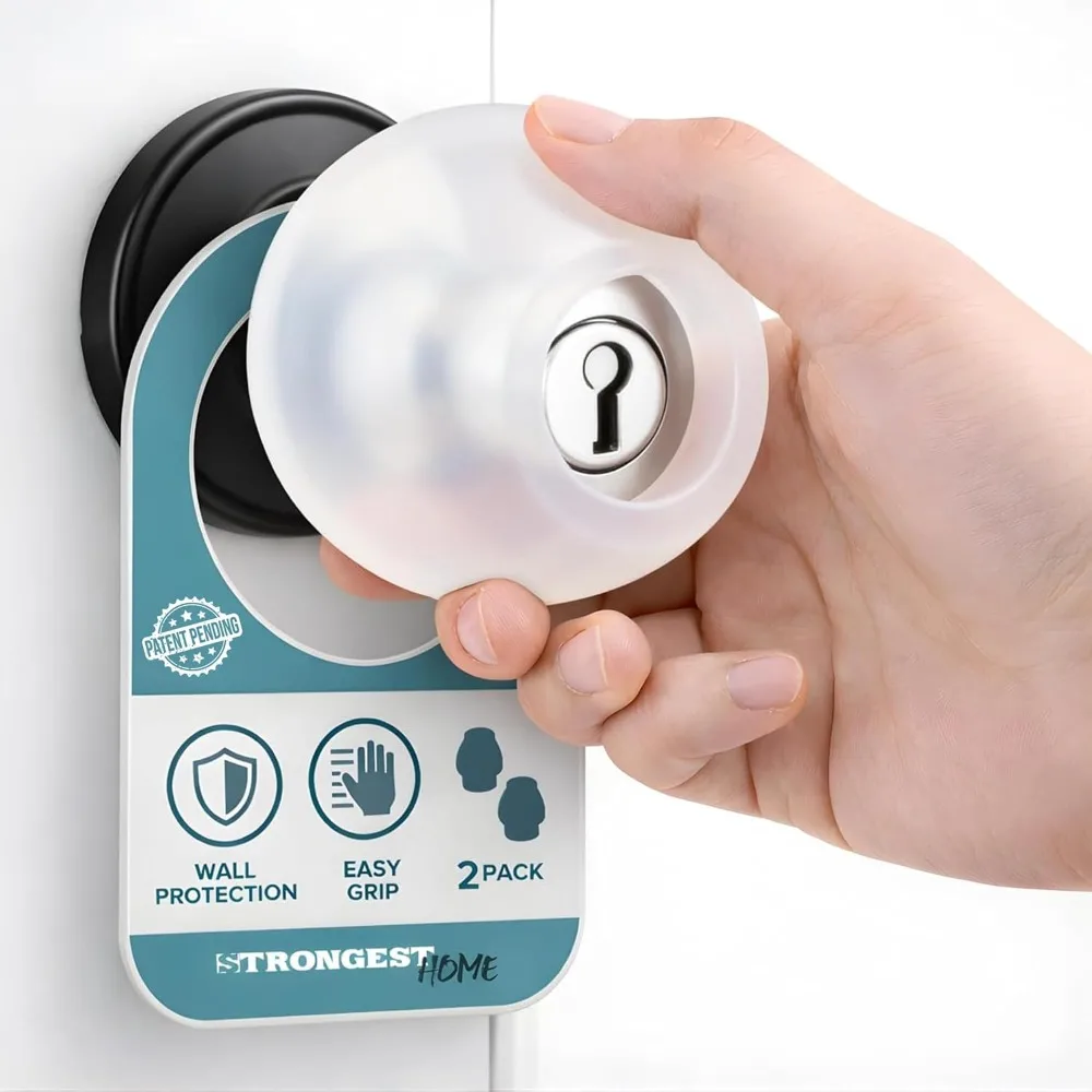 

Soft Silicone Door Knob Covers Wall Protectors 2 Pack Arthritis Pain Relief Handle Grips Quiet Anti Scratch Door Handle Guards