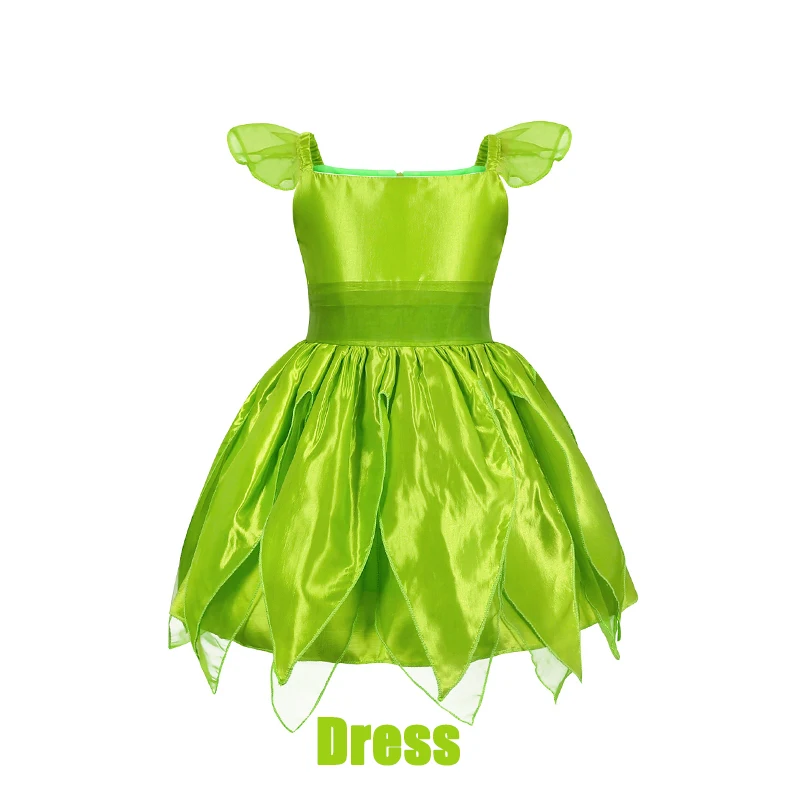 Girls Tinker Bell Costume Carnival Costume for Kids Green Tinkerbell Fancy Dress Fairy Princess Cosplay Birthday Party