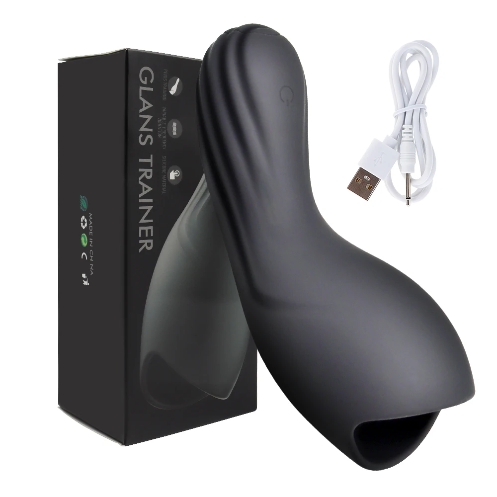 Male Glans Trainer Vibrator Penis Pump Cock Delayed Ejaculation Stimulation Massager 10 Vibration Modes Sex Machine Sex Toy