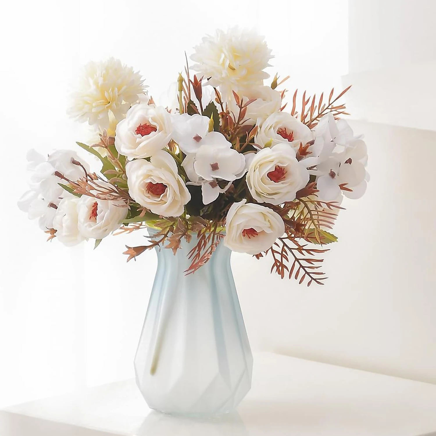 5 Stück Seidenrosen Künstliche Blumen Hochzeit Heim Zimmer Tisch Festdekoration Brautstrauß Bastelzubehör Scrapbooking Kranz Fotografie – Detail 5