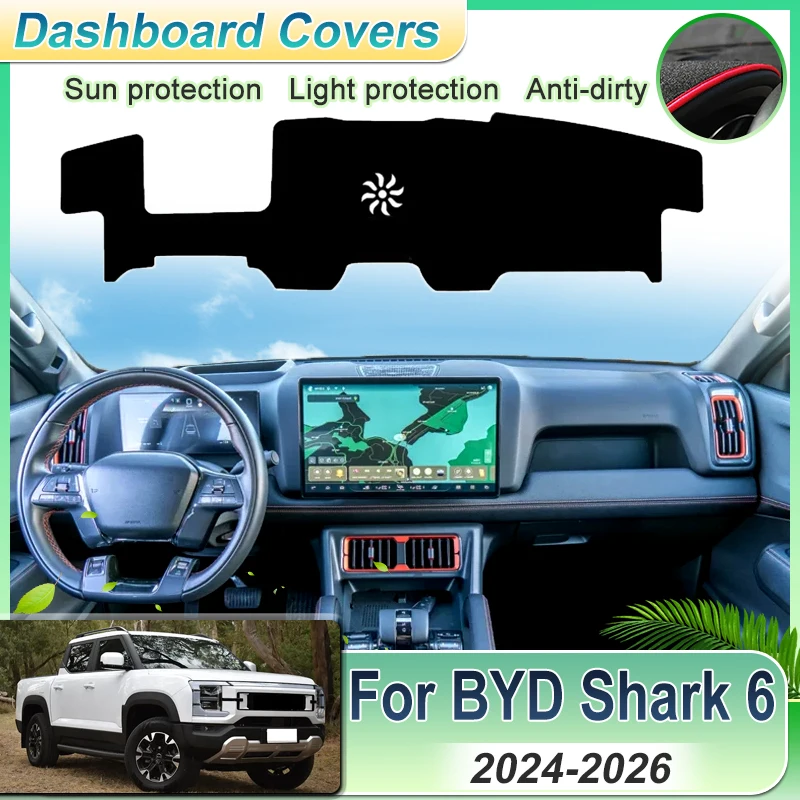 

Car Dashboard Cover Rug For BYD Shark 6 2024 2025 2026 Dash Mat Sun Shade Carpet Anti-UV Protective Stickers Auto Accessories