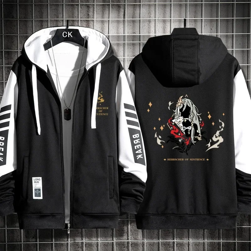 Anime Game Honkai  3 Herrscher of Sentence Casual Autumn Winter Cashmere Hooded Cardigan Zipper Jacket