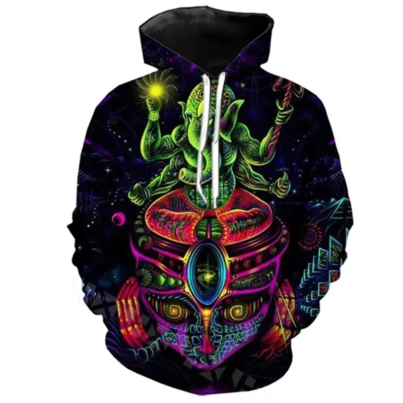 Hindu God Ganesha Women's Men's Hoodie 3D Print Long Sleeve Hooded Sweatshirt Casual Tops Streetwear Graphic Sweatshirts Apparel