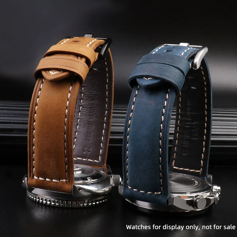 20mm 22mm 24mm 26mm Vintage Leather watch Strap for Panerai Omega Seiko Longines Breitling Bracelet Men's watchband Dark brown