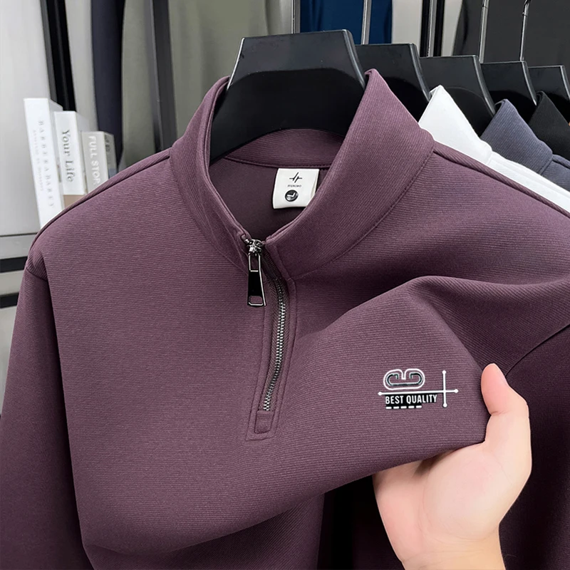 

Модный Стоящий воротник полумолнией мужской пуловер Высокий уровень брендовый осенне-зимний теплый комфортный новый тренд букв тиснением Спортивная одежда