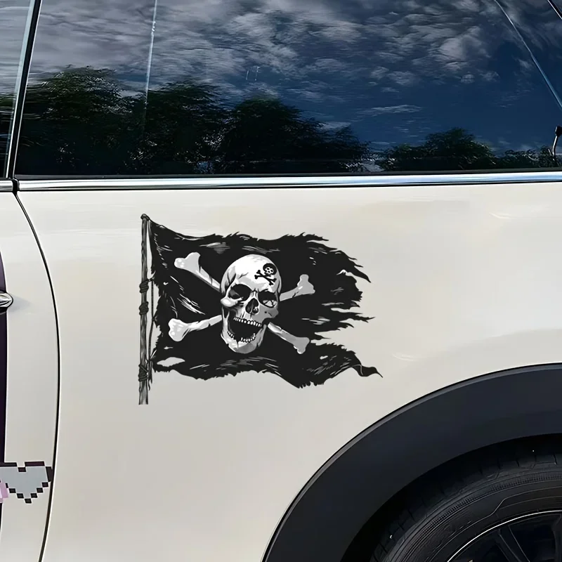 1 adesivo bandiera pirata "Jolly Roger" - simbolo pirata iconico, decalcomania decorativa rimovibile per casco, bagagli e materiale scolastico