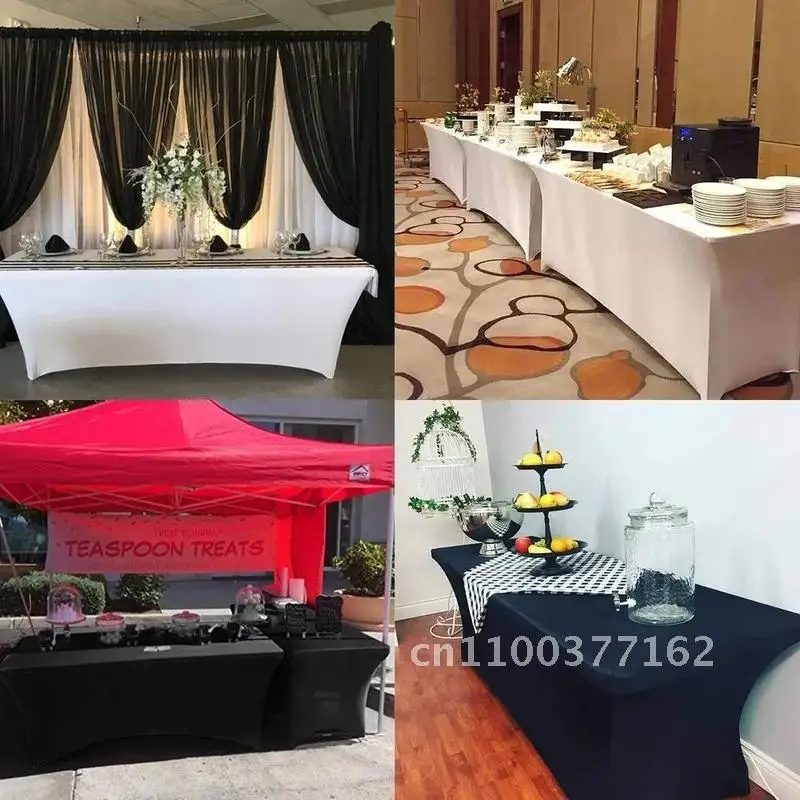 Spandex Fitted Stretch Table Cover for 4ft 5ft 6ft Tablecloth Rectangular Cocktail Banquet for 8ft Perfect Folding Table Wedding