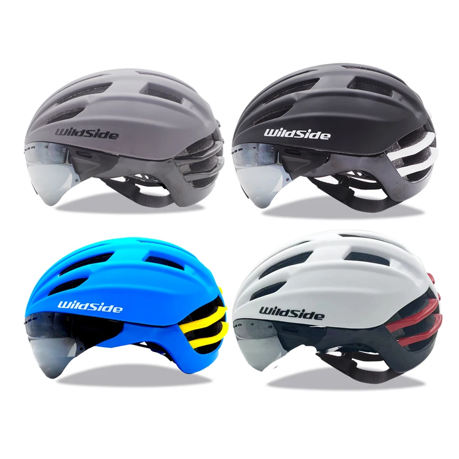 Wildside Speed Master Bicycle Helmet Casco Ciclismo Removable Lens Goggle TT Adults Riding Helmet For MTB Road Bike Racing Helme