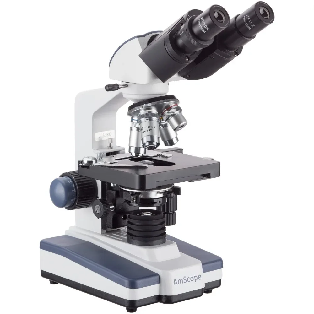 AmScope 40X-2500X LED Lab Binocular Compound Microscope with 3D-Stage