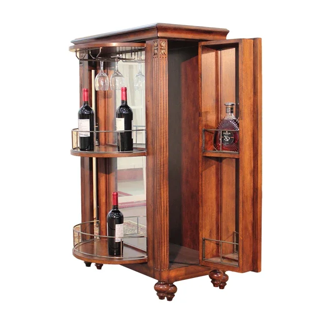 Hot Selling 3 Doors Wine Bar Cabinet Luxurious Home Bar Cabinet Wood Ash Veneer Interweave Bonded Leather Bar Cabinet