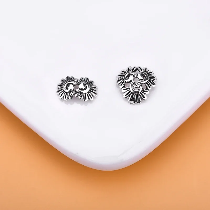 5 sztuk 925 Sterling Silver 2 kwiaty 3 kwiaty oddzielone koraliki oddzielone osłonka na doniczkę Vintage ręcznie tkane biżuteria DIY akcesoria — zdjęcie 5