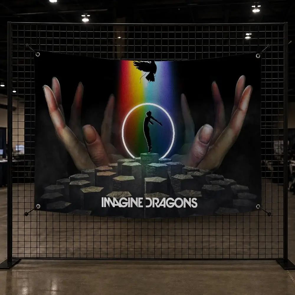 Rock Band Imagine D-Dragons Bones Flags Interior Wall Hanging Background Art Banner Bedroom Home Living Room Outdoor Party Decor