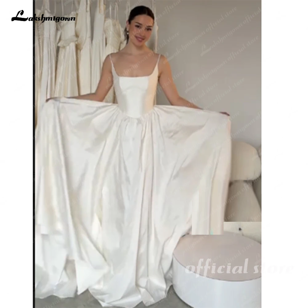 Lakshmigown Mikado Satin Wedding Dress Church Wedding Gowns New In 2025 Vestidos Long Beach Bridal Dress Square Customized