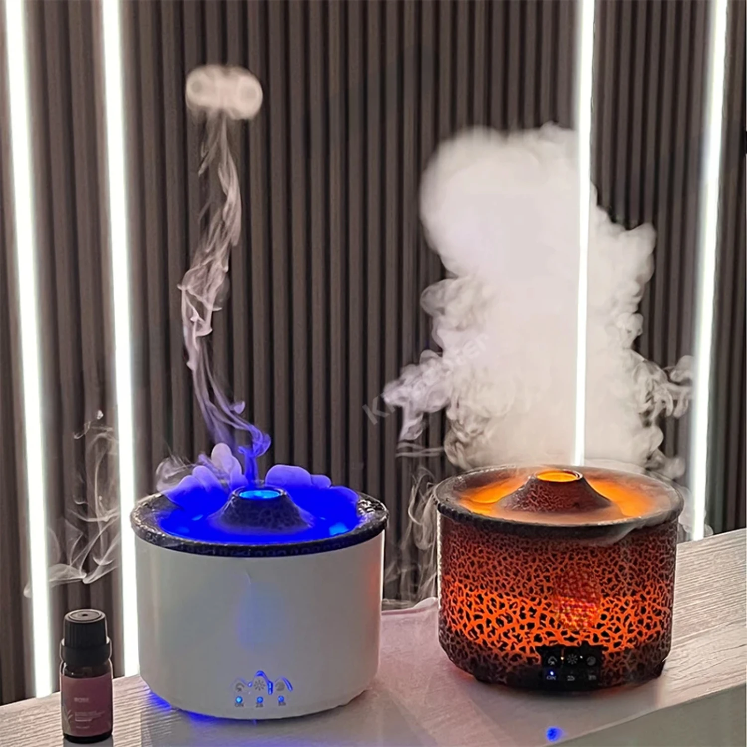 

NEW Perfect Christmas Gift 360ml Ultrasonic Atomizing Volcanic Flame Air Humidifier Oil Diffuser Jellyfish Smoke Ring Sprayer