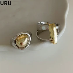 Fashion Jewelry Splicing Color Metallic Rings For Women Female Party Gift Hot Sale Cool Finger Accessories 2023 New Trend