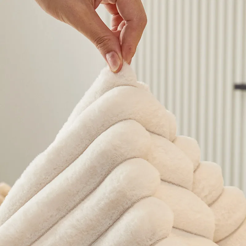 1pcs Winter Solid Color Rabbit Plush Sofa Mat Thickened Comfortable Soft Anti Slip Dustproof Living Room Furniture Protector
