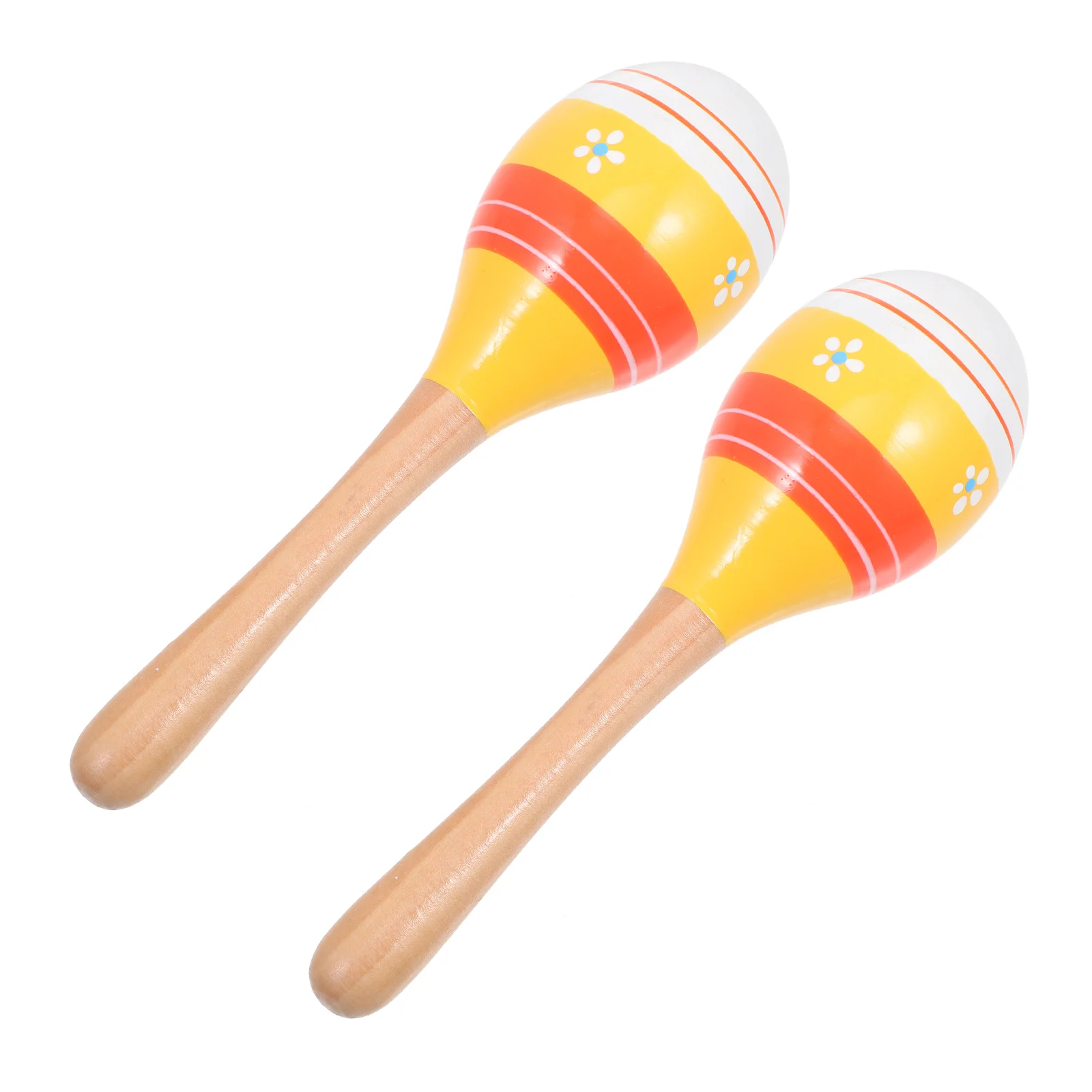 2Pcs Wooden Sand Hammer Toy Kids Sand Hammer Toy Cartoon Striped Maracas Rattles Children Early Educational Musical Instruments