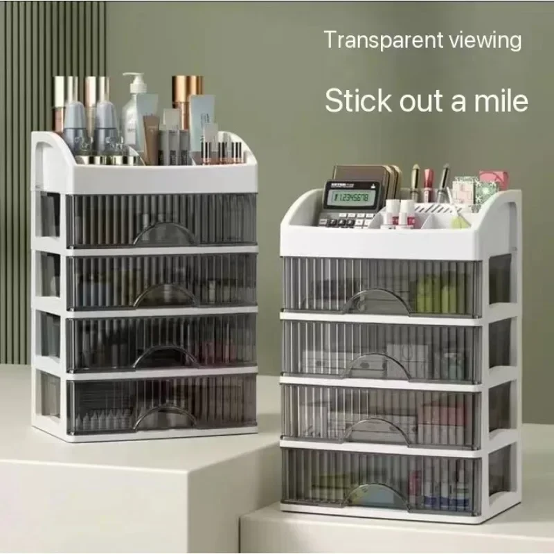 Desktop Plastic Drawer Box Organizer Transparent Desktop Drawer Style Cosmetic Storage Box Multi-functional Accessories Shelf