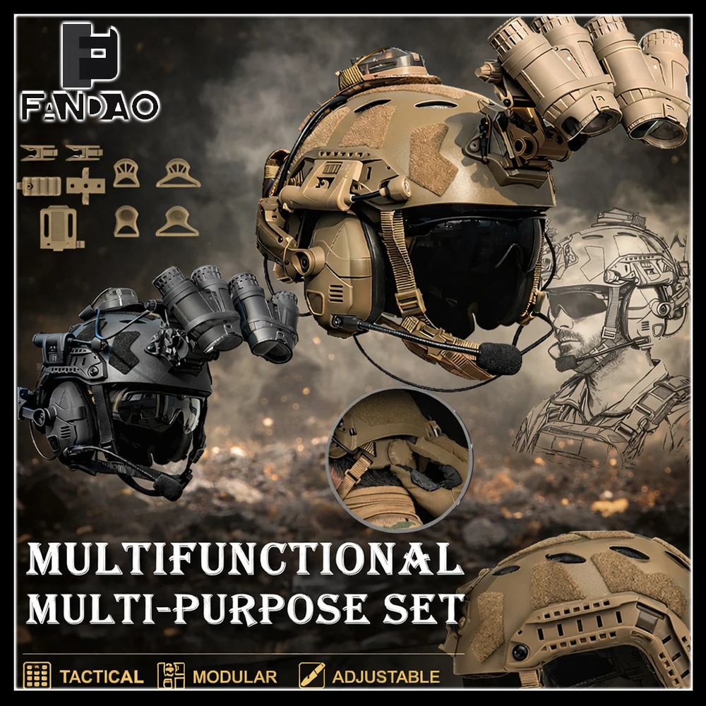

Tactical Sound Pickup Noise Headset Helmet Kit FAST SF Airsoft Helmet Set Multifunctional 8-in-1 Sports Bump Helmet for Cosplay