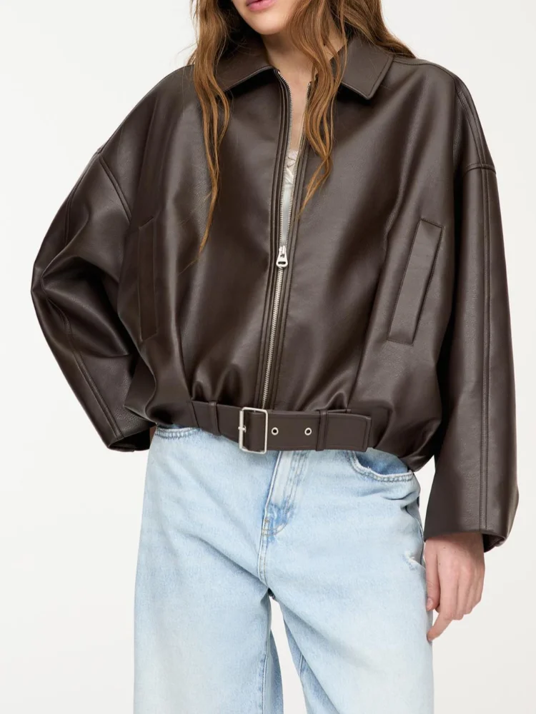 Retro Fashion Jacket Autumn Leatherette Jackets Women Casual Trendy Versatile Cool Personalized Timeless Designers Street Wear