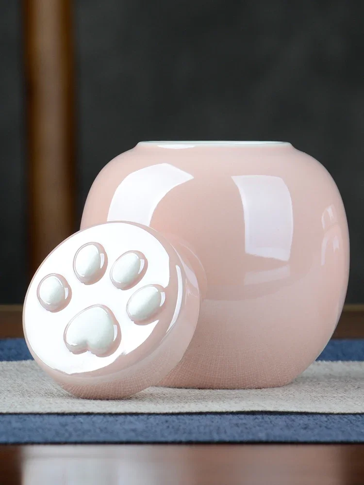 Small pet urn, moisture-proof pink box, cat and dog hair collection, commemorative of death, cremation portable jar