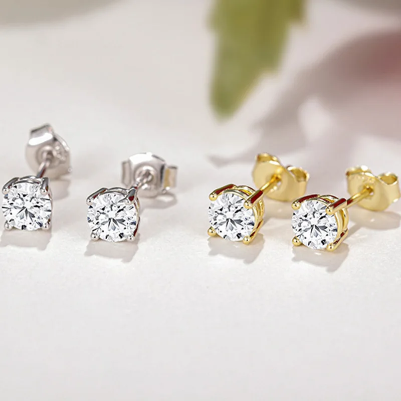 Trumium Official 0.5 Carat D Color Moissanite Stud Earrings For Women 100% S925 Sterling Silver Shinning Wedding Fine Jewelry