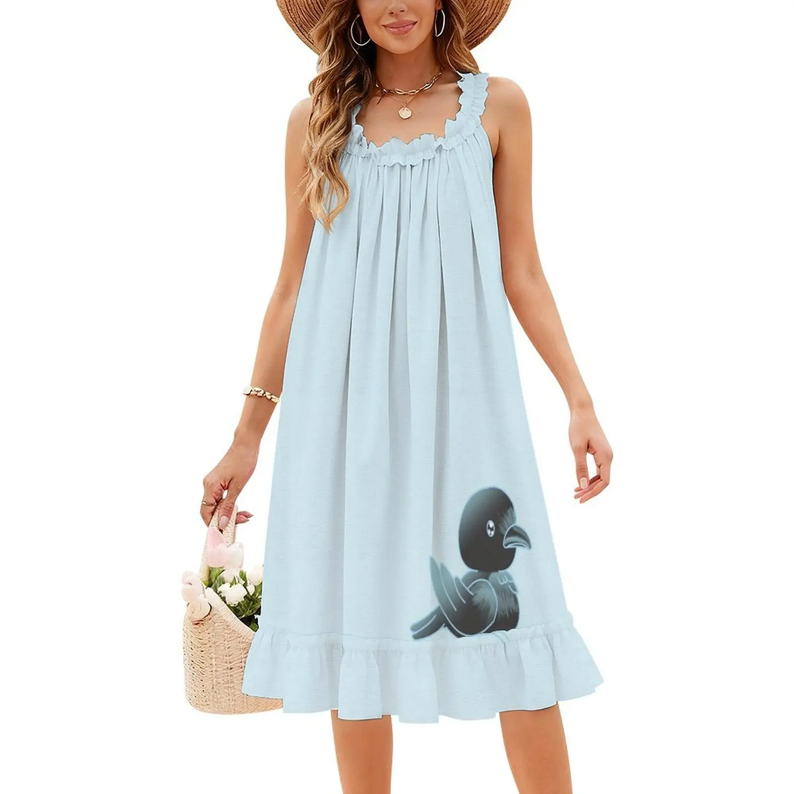 فستان حفلات نسائي لطيف وسيم وذكي على شكل طائر الغراب ملابس عصرية مطبوعة للنادي للسيدات طائر الغراب باللون الأسود الذكي #1